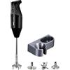 bamix Set frullatore a immersione G200 GASTRO PRO-2 con coltello multifunzione, attacco per frusta e rondella a percussione, supporto, 200 Watt, 2 livelli, in acciaio inox, Made in Switzerland, nero