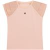 GUESS T-shirt da bambina a maniche corte con dettagli in chiffon, Crema Pesca, 14 Anni