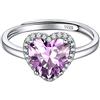 ChicSilver Anello Argento 925 Regolabile Donna Pietra Portafortuna 12 Mesi Forma Cuore, Confezione Regalo