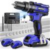 MHPRO Trapano Avvitatore Batteria, MHPRO Avvitatore a Batteria 21V con 2 Batterie da 2.0Ah, 42N.m di Coppia, 2 Velocità, 25+3 Coppia, 30 Accessori, Luce a LED, Per il fai da te, in Casa e Giardino