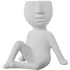 DRW Vaso da tavolo di una figura seduta in ceramica bianca sabbia e oro 25x19x25cm