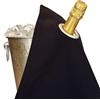 BottleCloths - Collezione Classic, Chiffon per Bottiglia con Anello Metallico per Secchielli del Ghiaccio, Cotone, 42 cm, Foro Angolare (Nero con Anello Argento, Confezione da 1)