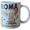 GMM Tazza Decorativa Roma, Souvenir Italia con Monumenti Storici e Motivi Floreali, in Ceramica