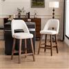 YOUNIKE Sgabelli da Bar Set di 2 in Tessuto Bouclé, Altezza Seduta 67 cm, Sgabelli da Cucina con Schienale Aperto e Gambe in Legno Massello, Sgabelli Rustici per Cucina/Bar/Sala da Pranzo, Beige