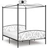 vidaXL Letto a Baldacchino Nero in Metallo 180x200 cm
