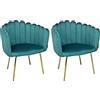 SAMIRA Poltrona conchiglia in velluto poltroncina vintage mod. Perla (2, Verde Petrolio)
