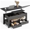 Rolanstar Mobiletto per Salotto con Altezza Regolabile e 2 Cassetti, Tavolo per Salotto in Legno 100 x 50 cm, Spara Spazio e Facile da Montare, Ideale per Camera Letto, Nero