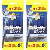 Gillette Blue 3 Rasoio Usa e Getta da Uomo, 6 Pezzi (Confezione da 2)