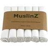 Muslinz, salviette Quadrate in mussola di cotone bio e bambù biologico, 70 cm, colore: bianco, confezione da 6 pezzi