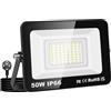 RIGIDON Faretto LED 50W, Faro da Esterno con Spina, Faretti 5000LM Impermeabile IP66, Fari Led Interna ed Esterna 6000K Bianco Freddo Fari di Sicurezza per Giardino, Cortile, Garage