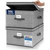 TOPP4u Grande scatola portaoggetti con coperchio, 2 x - 40 x 50 x 25 cm - 50 l - scatola pieghevole extra grande per armadio & scaffalatura - grigio beige - set da 2 pezzi