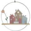 Khevga Ghirlanda porta case - decorazione per finestre e porta tutto l'anno, diametro 30 cm, affascinante decorazione per porta in metallo e legno, ideale per cucina e porta di casa
