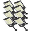 Sararoom Lampione Solare Led Esterno, 864Led 1000W Faro Led Esterno con Pannello Solare, IP65 Impermeabile Faretto con Sensore di Movimento, 6500K Luci di Sicurezza per Giardino Sentieri Garage, 8Pcs