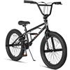 AVASTA Bicicletta BMX per Bambini Freestyle da 20 Pollici per età 6 7 8 9 10 11 12 13 14 Anni Ragazzi Ragazze Adolescenti e Junior Riders con 4 Picchetti, Rotori a 360 Gradi, Negro