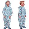 Dioshark Impermeabile Ragazzo Tuta da Pioggia Outdoor Impermeabile Blu Antipioggia Traspirante Giacche Pantaloni Mantella con Cappuccio e Reflex Lungo Viaggio per Bimbo Bambini 6-7 Anni, Dinosauro