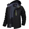 TACVASEN Giacca Outdoor da Uomo Idrorepellente Jacket Trekking Leggera con Cappuccio Staccabile, Blu denim