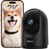 GNCC Telecamera WiFi Interno 2K, Videocamera sorveglianza, Visione Notturna, 360° Visuale, Audio Bidirezionale, Rilevamento di movimento e notifiche, Telecamere Cani/Bambini, Nero, 2.4GHz Wi-Fi (Solo)
