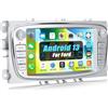 CAMECHO [1+32G]CAMECHO Android 13 Autoradio per Ford Focus mk2 Mondeo Cmax Galaxy Smax Kuga,7 Pollici HD TouchScreen Schermo Navigatore con Mirror Link WiFi RDS FM USB Bluetooth(Argento)