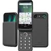 DORO - Pacchetto Smartphone Aurora A20 - Base di ricarica wireless - Telefono cellulare per anziani con flip - Tasto assistenza - GPS - Compatibile con apparecchi acustici - Cavo USB incluso - Grafite