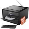 Majority Radio DAB/DAB+, Bluetooth 5.0, Lettore CD | Mini Impianto Stereo Hi-Fi 40W con Casse Integrate | Display LED, Doppio Allarme, 99 Preset, AUX, EQ, Telecomando | Oakcastle DAB400