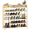 HOMCOM Scaffale per Scarpe, Scarpiera con 6 Livelli, Cassettiera in Bambù, per un massimo di 18 Paia di Scarpe, Scaffale per Scarpe per Ingresso, Camera da Letto, 101 x 30 x 100 cm, Naturale | Aosom Italy
