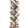 HOMCOM Libreria Scaffale con 9 Ripiani Stretto a Forma di Albero per Ufficio, Marrone Rustico | Aosom Italy