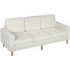 HOMCOM Divano 3 posti in velluto a coste, con cuscini a molle e imbottitura, 192x80x84,5cm, beige | Aosom Italy