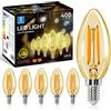 Aigostar Lampadina Stile Vintage Filamento LED E14, C35 4W (Equivalenti a 35W), 400 Lumen, Bianco Caldo 2200K, CRI＞80, Ambra Lampadine LED, Pacco da 6