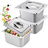 SUNOYA 3 Contenitori in Acciaio Inox, Set Ciotole per Impanare, Teglia Forno Rettangolare Acciaio Inox, Contenitore per Alimenti Per Buffet Padella, 17,5 x 16,2 x 10 cm
