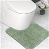 wyewye Tappetino da bagno in microfibra, tappetino per WC, tappetino da bagno super spesso 2 cm, tappetino da bagno super assorbente 50x50 cm a forma di U, verde chiaro