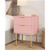 HEYZOEY Comodino con 2 cassetti, comodino moderno, comodino boho per camera da letto, soggiorno, rosa