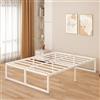 Yicensen Letto Piazza e Mezza 140x190 cm H 46 cm Doghe Acciaio, Bianco | Montaggio Facile, Silenzioso, Spazio Sotto Letto per Riporre Oggetti