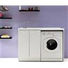 Sconosciuto Yellowshop - Mobile Lavatoio Lavapanni Lavanderia Con Coprilavatrice Lavatrice Ad 1 Anta o 2 Ante Bagno In Legno Mobile Lavabo Varie Misure (Cm L.124 x P.60 x H.87 Versione Dx)