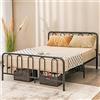 COSTWAY Telaio da Letto in Metallo, Struttura Letto con Testiera e Pediera, Letto a Piattaforma con Doghe in Acciaio, Carico Massimo 300kg, Nero (200cm x 160cm)