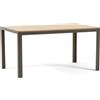 RATTATAN SIEDITI FUORI E DENTRO Tavolo rettangolare 150x90 cm in alluminio con top in MDF da interno, cucina, sala da pranzo Noah (Struttura Tortora, Legno)