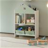 [en.casa] Scaffale per Cameretta con Contenitori e Scomparti Mobile Organizzatore per Bambini Libreria Porta Giocattoli Design a Casetta 90x60x27 cm Menta Verde/Bianco
