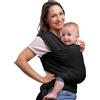 CuddleBug Fascia Porta Bebé Neonato e Bimbi fino a 16 Kg - Fascia Neonato per Trasporto a Mani Libere - Marsupio Bambino a Fascia - Ideale come Regalo Nascita e Baby Shower (Nero/Black)