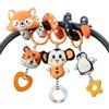 TUMAMA Giochi Spirale da Passeggino per Neonato 0 2 3 6 9 12 Mesi, Peluche Bianco e Nero Spiral Passeggini Giocattolo Gioco per Neonati Bambina Ragazzo, Volpe Culla Carrozzina con Sonaglio Teether