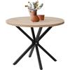 GrandCA HOME Tavolo da pranzo rotondo, 100 cm, grande tavolo da pranzo, adatto per 4-6 persone, pannello MDF/gambe in metallo, adatto per cucina, sala da pranzo, caffetteria, soggiorno (venature del