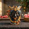Ceramiche di Caltagirone Sofia Testa di Moro con Melograni h 25 cm — Maschio Moro, Blu e Arancio - 25 cm / Linea Blu e Arancio