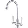 Heable Miscelatore per lavello da cucina, elegante, in ceramica bianca, a doppia leva, monoblocco girevole, con rubinetteria standard UK