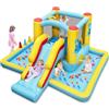 RELAX4LIFE Castello Gonfiabile per Bambini con Scivolo, Area per Saltare, Tunnel, Canestro da Basket, Piscina di Palline, Gioco del Lancio dell'Anello, per Interni e Esterni (Senza soffiatore)