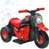 AIYAPLAY Moto elettrica per bambini, 3 ruote, 6 V, 3 km/h, auto elettrica per bambini con funzione di bolle, effetti luminosi e sonori, 2 - 5 anni, carico max. 30 kg, rosso
