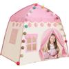 Csafyrt Tenda Principessa 51x39x51 Pollici di Stoffa Oxford Tenda da Gioco con Tenda per Porte e Finestra ventilata per la Pelle di Gioco per 3-4 Bambini con Luce a Sfera