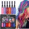 Gorvalin Craie Colorata per Capelli Arcobaleno per Bambini e Adulti - Set di 6 Colori Lavabili, Pettine per Capelli Temporanei per Feste, Compleanni, Sopracciglia e Cosplay