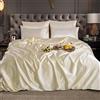 ROOEE Set completo di biancheria da letto in raso di seta, 6 pezzi, lenzuolo con angoli, copripiumino, 4 federe. Colore - Crema Dimensioni - Matrimoniale