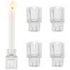HUANR 4 Pezzi Portacandele Vetro, Trasparente Candelabri Vetro, Doppio Uso Candelabri Moderni, Design a Strisce Verticali, per Casa, Feste, Decorazioni