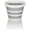 hjh OFFICE cestino pieghevole CLEAN SILR, in silicone, secchio pieghevole da 10L per uso interno ed esterno, salvaspazio, grigio/bianco, 924002