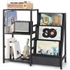 Bikoney Giradischi Vinili Stand Tavolino con Archiviazione Record in Vinile a 3 livelli, Espositore per Dischi in Vinile Fino a 200 album,Gabinetto del Supporto da Record in Vinile per Soggiorno(Nero)