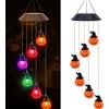 Fohil Halloween Decorazioni di Zucca Campanella a Vento Solare Luce Di Zucca LED, Esterni Impermeabili Luce Regali per Bambini Decorazione Da Giardino Portico Cortile Halloween La Notte Festa